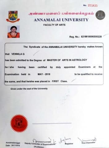 Master of Arts in Astrology